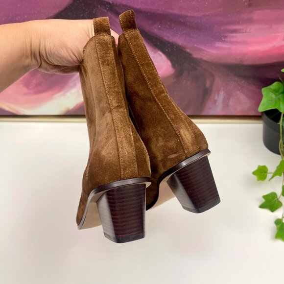 Veronica Beard Alina 50MM Suede Booties in Brown 7.5 - Picture 8 of 16